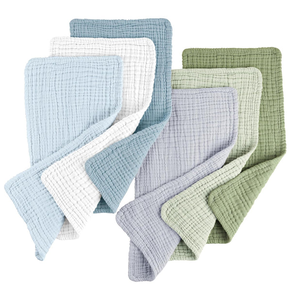 Konssy Muslin Baby Burp Cloths 6 Pack, Soft Absorbent 100% Cotton Burping