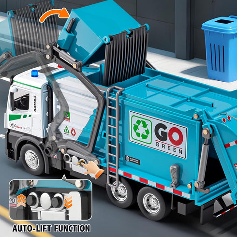Set 3 HAPYAD AUTO-Lift Function Garbage Truck Toys Metal Cab, Trash Truck Toy with Lights and Sounds Includes