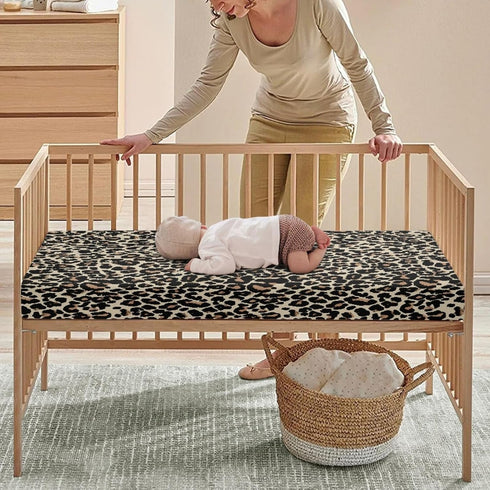 Streeyiu 52x28x8 Brown Leopard Baby Crib Sheets for Boys Girls Animal Print Fitted Crib Sheet for Standard Crib