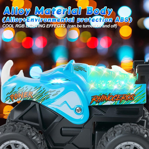 1:64 2.4GHz 4-7, 360 6-8 Gohero Monster Trucks Toys, Mini Remote Control Car for Boys Spin & Walk Upright Little Blue