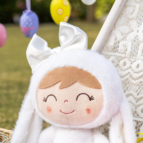 Gloveleya Baby Girl Gift Plush Bunny Doll - First Baby Doll for Toddlers, White 12 Inches