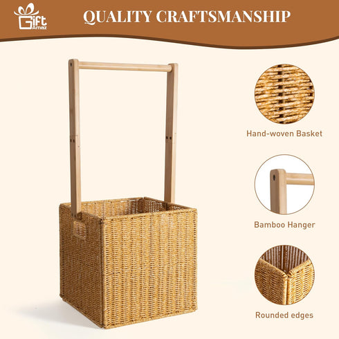 Closet, GiftAmaz Baby Shower Crate Large Hand-Woven Rattan Storage Crates with Handle, Baby Shower Gifts, Baby Welcome