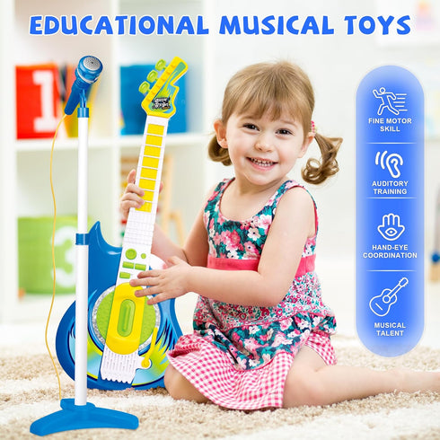 Contixo TG4 Musical Guitar and Microphone Set for Kids, Adjustable Height Microphone, Karaoke Toys