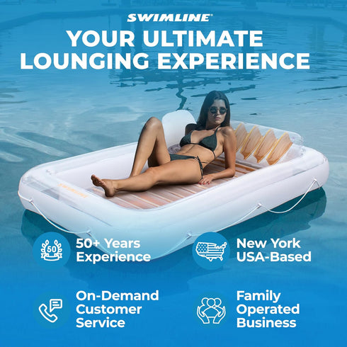SWIMLINE 71" Swimming Suntan Tub, Classic Inflatable Tanning Lounge Float with Adjustable Pillow, Long - Outdoor