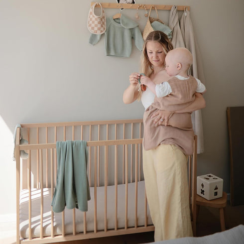 24" 38" mushie Stretchy & Soft Mini Crib Sheet | Fitted x (Natural)
