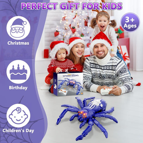 360 3 3-12 Infowush Wall Crawler Spider, Rechargeable Remote Control Robot Kids Toys, Rotating RC Wall Climbing Spider