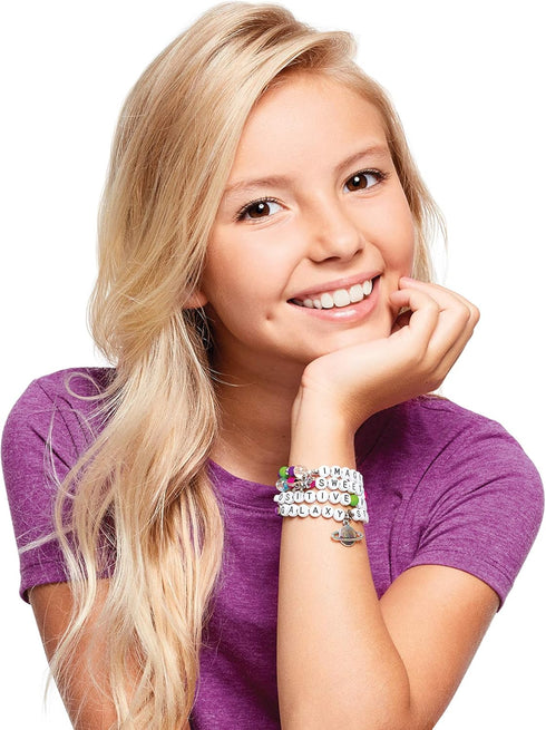 Make It Real: Block ‘N Rock Bracelets Kit - Create 4 Unique Letter Charm Bracelets, 147 Pieces