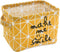 Mziart Small Foldable Canvas Storage Basket, Cotton Fabric Mini Portable Organizer Box for Makeup Toys (Yellow)