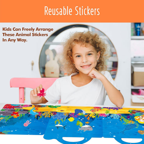 36 Reusable Jelly Sticker Book, Marine Animals Thick Jelly Stickers Waterproof Gel Clings Decals Animals Theme Matching