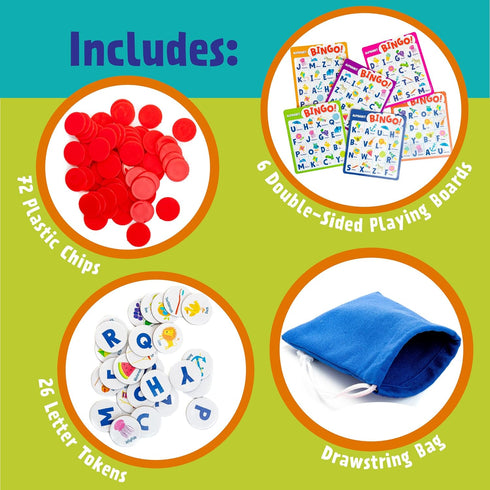 Peaceable Kingdom Alphabet Bingo! Educational Letter Learning Board Game for 2 to 6 Kids, Ages 4+
