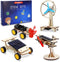 STEM 4 Set Solar Motor Kit - Wooden Model Electric Car Science Experiment Projects for Kids