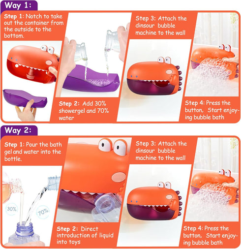 Grechi Dinosaur Bath Toys, Automatic Bubble Machine for Baby Bathtub, Plays 12 Children’s Songs, Gifts for Toddlers