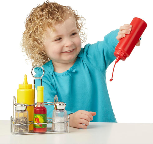 6-Piece Set 3+ Melissa & Doug Condiments, Play Food with Kids Play Kitchen Accessories, Preschool Learning Toys