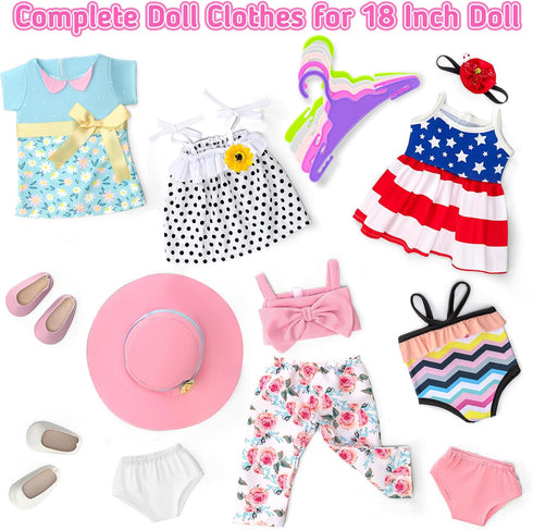 Zecckige 18 inch 18 Inch 17Pcs Set Doll Clothes and Accessories for American Dolls Girl Clothing Gift, Complete