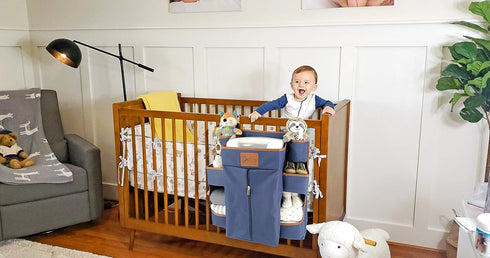 Baby Diaper Caddy & Nursery Organizer Hanging Diaper Organizer for Crib, Changing Table, or Playard - Baby Storage