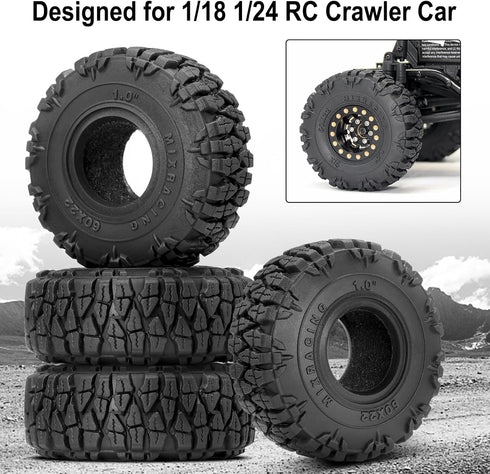 OGRC 1.0 Soft and Sticky Tires for 1/18 TRX4M, 1/24 RC Crawler Axial SCX24 FMS FCX24 - 60 * 22mm