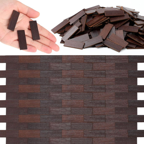 400 Pcs Miniature Dollhouse Flooring - 1:12 Scale Mini Wooden Floor Boards, Geometric Bamboo Doll House Furniture, Brown