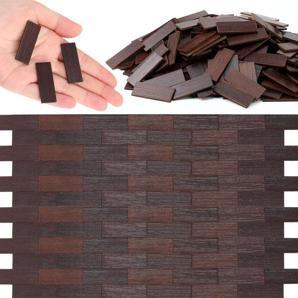 400 Pcs Miniature Dollhouse Flooring - 1:12 Scale Mini Wooden Floor Boards, Geometric Bamboo Doll House Furniture, Brown