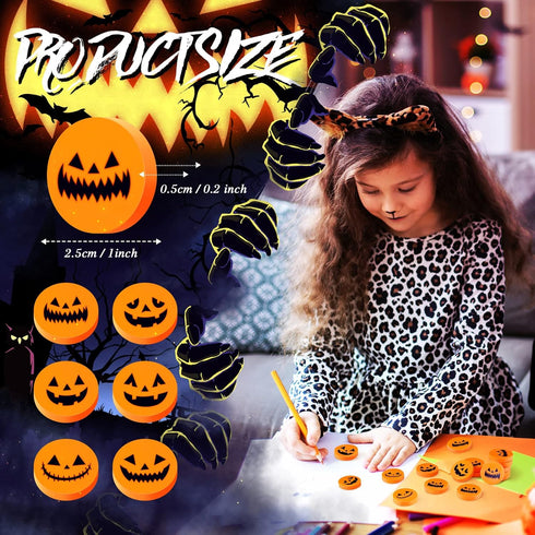 114 Pack Halloween Pumpkin Eraser Bulk, Mini Pumpkin Erasers for Kids Pencil Erasers and Halloween Party Favors