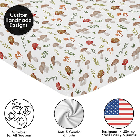Sweet Jojo Designs Fitted Baby Crib Sheets (Woodland Mushroom) for Boys or Girls, Infant Nursery, Toddler Room