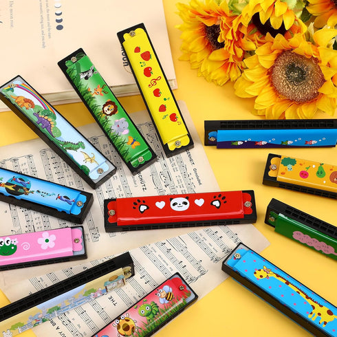 Harmonica,16 Class(12 UPINS Holes Cartoon Musical Instrument,Beginners Harmonica for Musical Party for Music Styles)