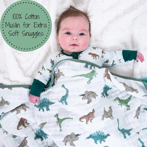 6-Layer 100% LollyBanks Muslin Baby Quilt, Cotton Baby Blanket for Boys, Soft and Breathable Toddler Quilt, Lightweight