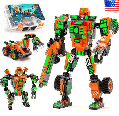 JITTERYGIT Mech Robot Soldier Glow in The Dark Bricks Toy STEM Gift Set - Cool Military Holiday Present for Boys,