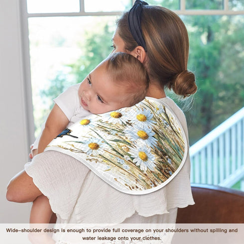 YETTASBIN Butterfly Daisy Muslin Baby Burp Cloth, Super Soft Absorbent Cotton Burp Rag Baby Bibs Feeding Cloth
