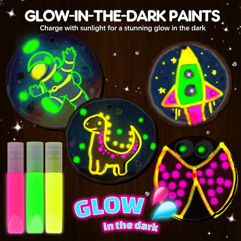 6 7 8 9 10 11 12 EPUMP Glow in the Dark Wooden Painting Kit for Kids - Arts and Crafts Kit Creative Activity Toy, Art