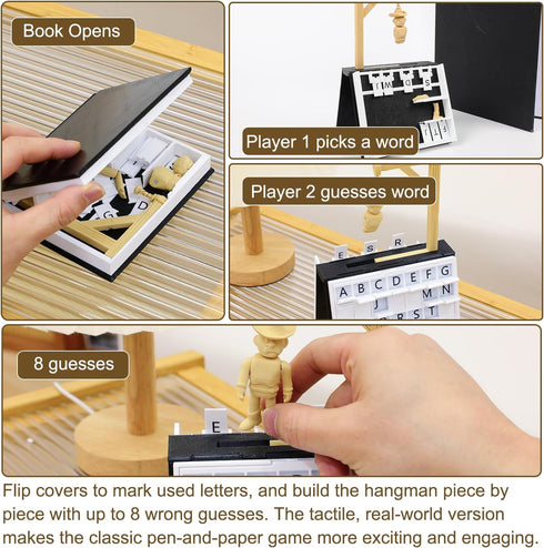 KOSIMI PlayBook'd - Hangman Game Magnetic Cowboy, Vocabulary Words Spelling Challenge Table Game, Hangman Challenge