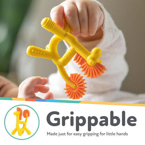 Nuby Silicone Geo Zoos Teether, Giraffe Teething Toy for Babies 3+ Months, Soothes Sore Gums