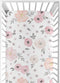 Sweet Jojo Designs Fitted Baby Crib Sheets (Pink/Grey Boho Floral) for Girls, Standard Size