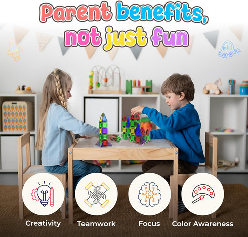 3+ 28pc) Desire Deluxe Micro Magnetic Tiles Building Blocks Toy - STEM Educational Travel Size Magnetic Blocks