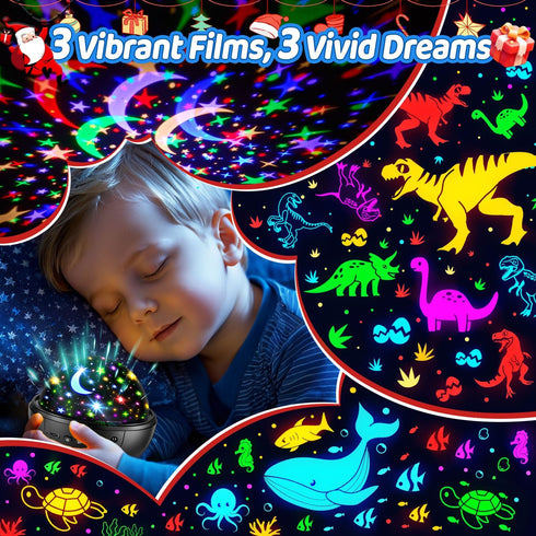 COOLNIGHT Kids,93 Lighting+3 Projector,Remote+Dimmable Projector,360 4 Night Light for Films Kids Night Light Star
