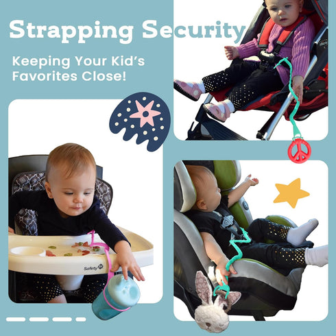 Brilli Baby Cup Catcher Patented Safety Tether Strap, Attach Sippy Cups, Bottles, Pacifiers & More to Stroller, High