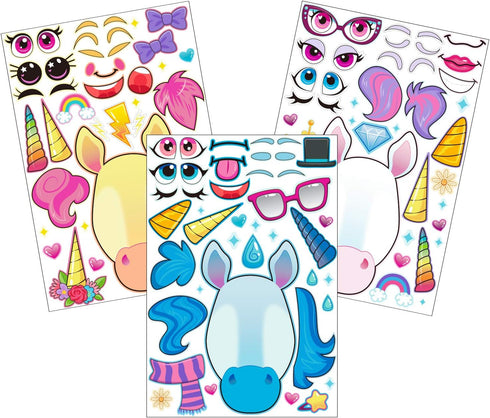 JOYIN 36PCS Make a Face Stickers for Kids, 9.8"x6.7" Unicorn Stickers, Party Favors Crafts, Goodie Bags Stuffers