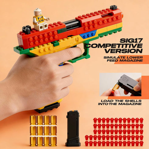 MUJERWQ Set 100 14+ DIY Building Block Foam Blaster - Educational STEM Toy Gun with Foam Darts & Display Stand