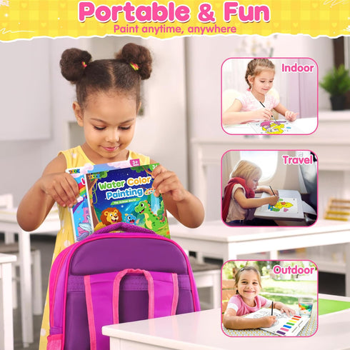 2 Pack Set 3 4 5 6 7 8 Paint with Water Coloring Books for Kids: Watercolor Painting Books for Ages Toddler Girl Boys
