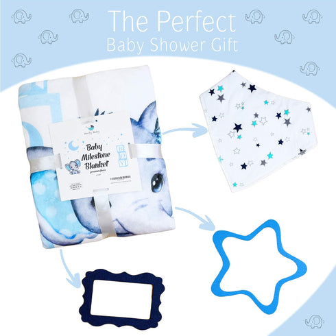 Amity Baby 2 Monthly Milestone Blanket for Boy Premium Extra Soft Fleece for Baby Shower Newborn Month Nursery Decor