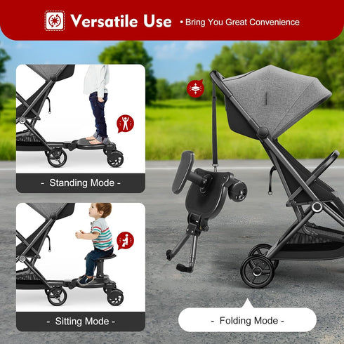 PROYONGOO 2 1 55lbs Bear-Shaped Universal Stroller Board for Most Strollers, Stroller Toddler Attachment in Sit