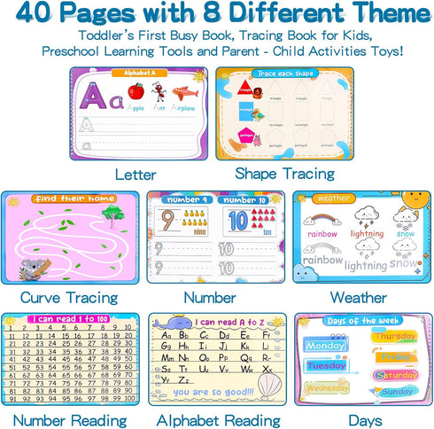 Preschool Learning Activities Workbook, Handwriting Practice Book for Kids, Birthday Gifts for Ages 3-5