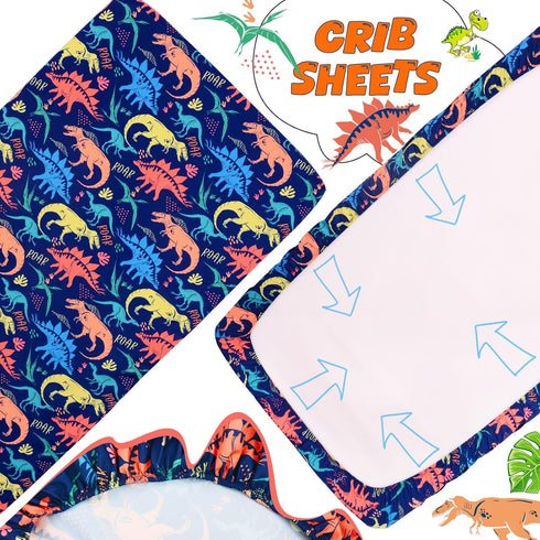 Cloele 3 Piece Dinosaur Crib Bedding Set for Boys and Girls - Soft Comforter, Quilt, Toddler Pillowcase