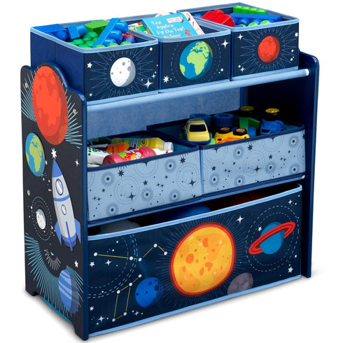 6 Delta Children Space Adventures Design & Store Bin Toy Storage Organizer - Greenguard Gold Certified, Blue