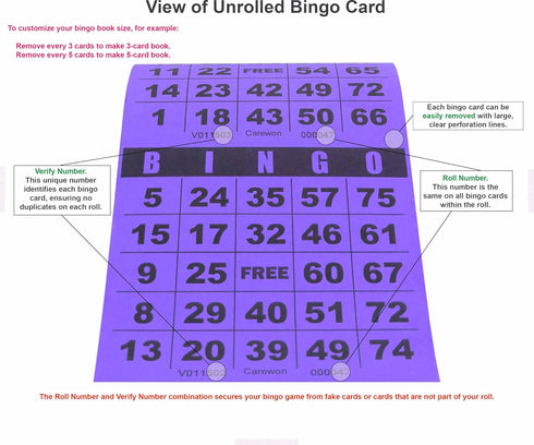 250 Bingo Game Cards - Purple, 4” x 3.5”, Customizable for Events, Single or Multi Use