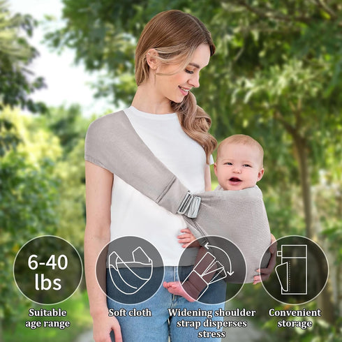 6-40 lbs, Baby Sling Carrier Newborn to Toddler, Upgraded Adjustable One-Shoulder Lightweight Portable Carrier