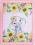 CribMATE Set 3 28'' 52 Pink Floral Elephant Crib Bedding for Girls Pieces Quilt - Fitted Sheet - Skirt x ''