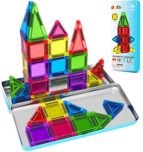 ORZbb Magnetic Tiles Mini Travel Toddler Set, Magnetic Blocks Building Kids Toys &