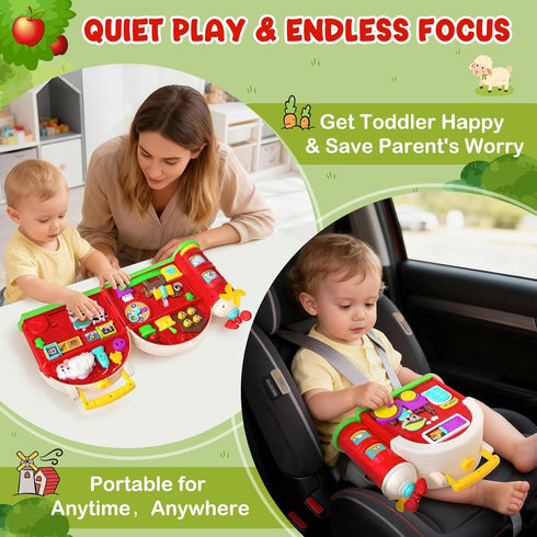 polokping 1 2 1-3, 12-18 1+ Montessori Farm Busy Board, Motor Skills Developmental Toys for Year Old Boy Girl Gifts
