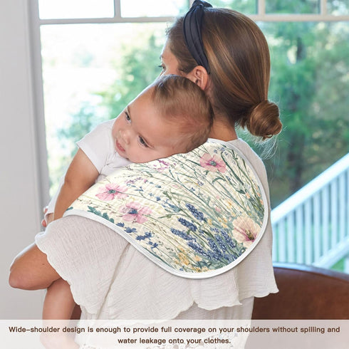Set 1, Vintage Wildflower Muslin Baby Burp Cloths of Super Soft & Absorbent Burping Rags, Cotton Burp Clothes Shower