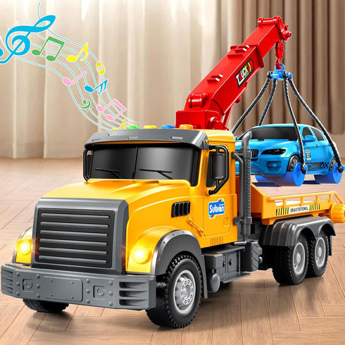 2-4 3-5 4-8,Friction JUKUDAHU Tow Trucks for Toddlers Years Old - Flatbed Truck Toy for Kids Aged Powered Transport